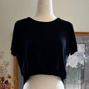 Abound Black Cropped Short Sleeve Tee | Minimal Boxy Crop Top | XS